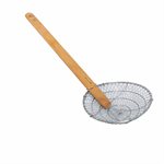 Skimmer, Fine Mesh, Stainless Steel Bamboo Handle, 6" Diameter