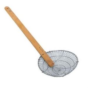 Skimmer, Fine Mesh, Stainless Steel, Bamboo Handle, 10" Diameter