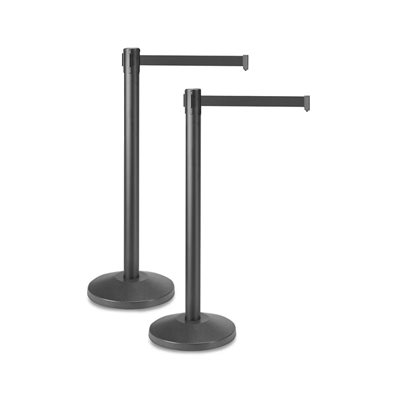 Stanchion Noir, Avec Ceinture Noire Rétractable de 7.5 Pieds Stanchion Noir, Avec Ceinture Noire Rétractable de 7.5 Pieds