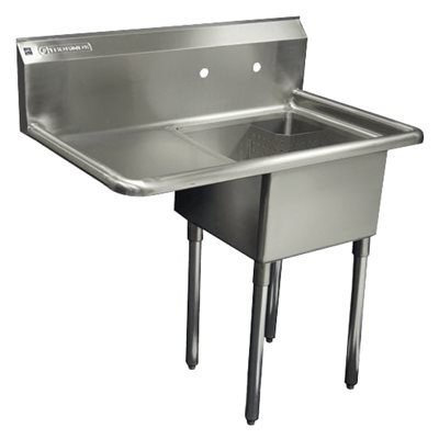 Single 18" x 21" sink with left drainboard