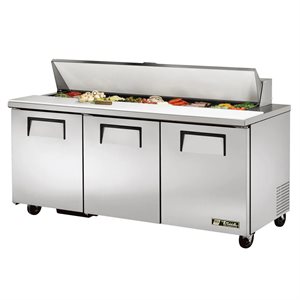 Table de Préparation de Sandwichs/Salades Réfrigérée 72", 18 Bacs, Trois Portes