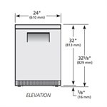 Under-Counter Refrigerator 24", One Solid Door, 115V