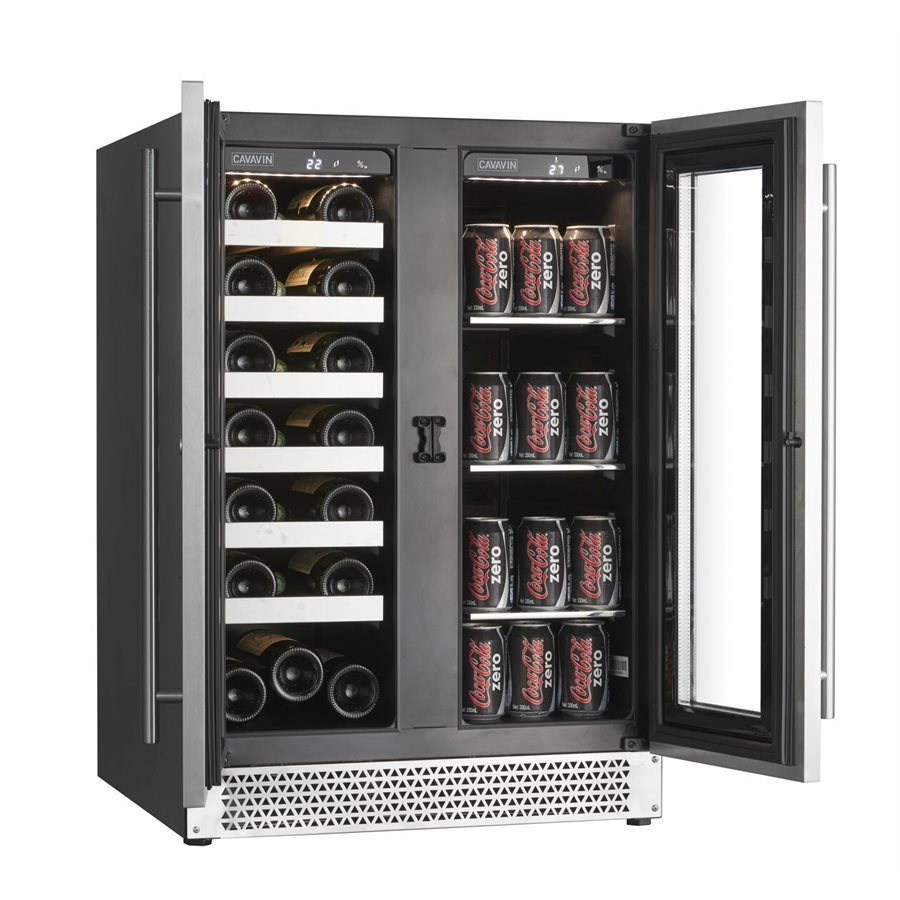 Built-In/Freestanding Beverage Cellar 24" , 21 Bottles and 64 Cans Capacity(Or Entirely Wine Cellar 42 Bottles), Two(2) Temperature Zones