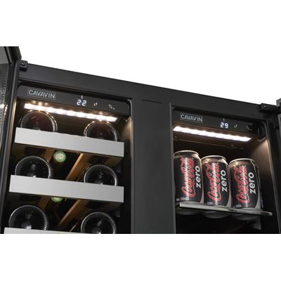 Built-In/Freestanding Beverage Cellar 24" , 21 Bottles and 64 Cans Capacity(Or Entirely Wine Cellar 42 Bottles), Two(2) Temperature Zones