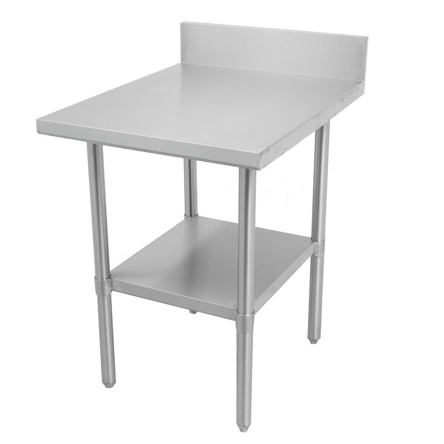 18-Gauge 430 Stainless Steel Work Table 24" × 24" , With Backsplash and Stainless Steel Undershelf and Legs