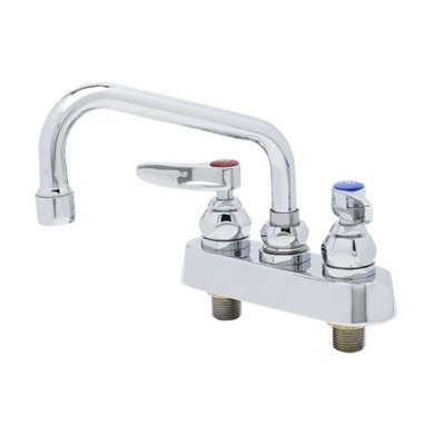 FAUCET CHROME 4" DECK MOUNT, 6" SWING NOZZLE, LEVER HANDLES