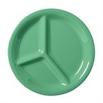 Plate, 3 Compartments, 10.25" Diameter, Melamine, Rainforest Green