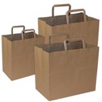 Natural Kraft Heavy Paper Bag Flat Handles 250/PK 12" X 7" X 17"