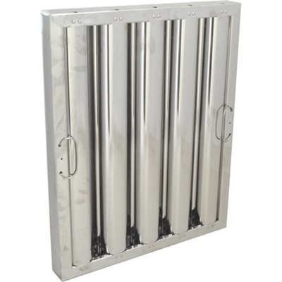 Baffle Grease Filter, Stainless Steel, 20"H x 16"W, Bright Finish