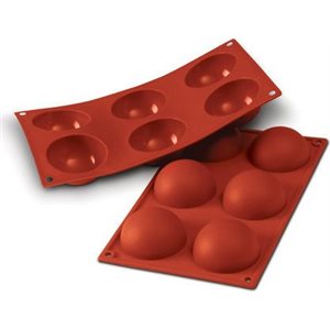 Mold Silicone Flex. 6 × Half-Spheres 2.75" Dia × 1.37" H