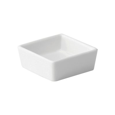 Dish, Square, Porcelain, White, 2 Oz / 55 ML